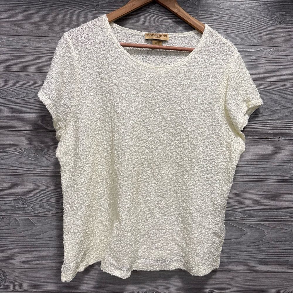 Notations Woman Ivory Dressy Shimmer Blouse Top Size 2X Office Career Church